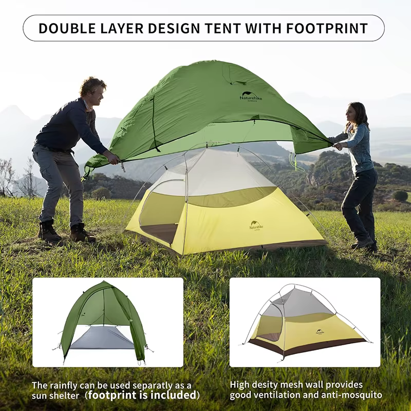 Natureifa-Tente de camping ultralégère Cloud Up 1 2 3 , double couche, étanche, pour randonnée en pl