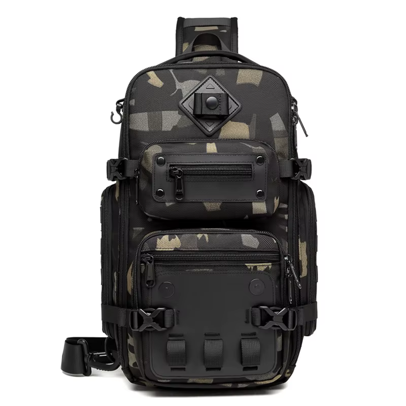 Ozuko sacs de ventre sac de poitrine pour hommes en plein air tactique une épaule sac à bandoulière