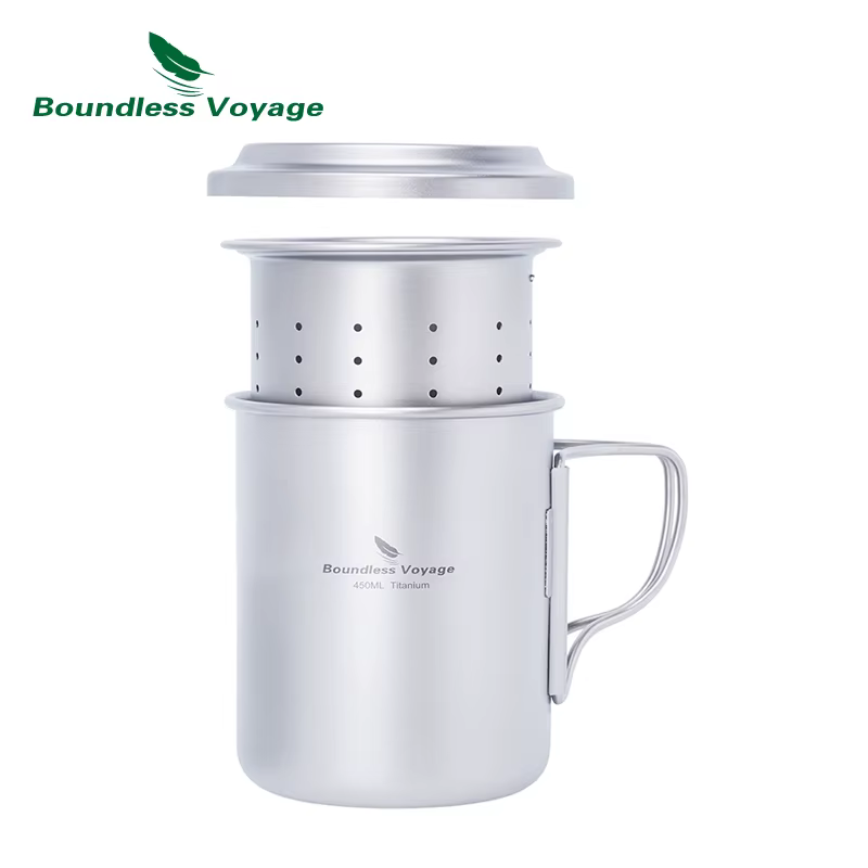 Boundless Voyage-Tasse en Titane avec Filtre, Tasse à Café, Thé, Portable, observateur, Camping en P