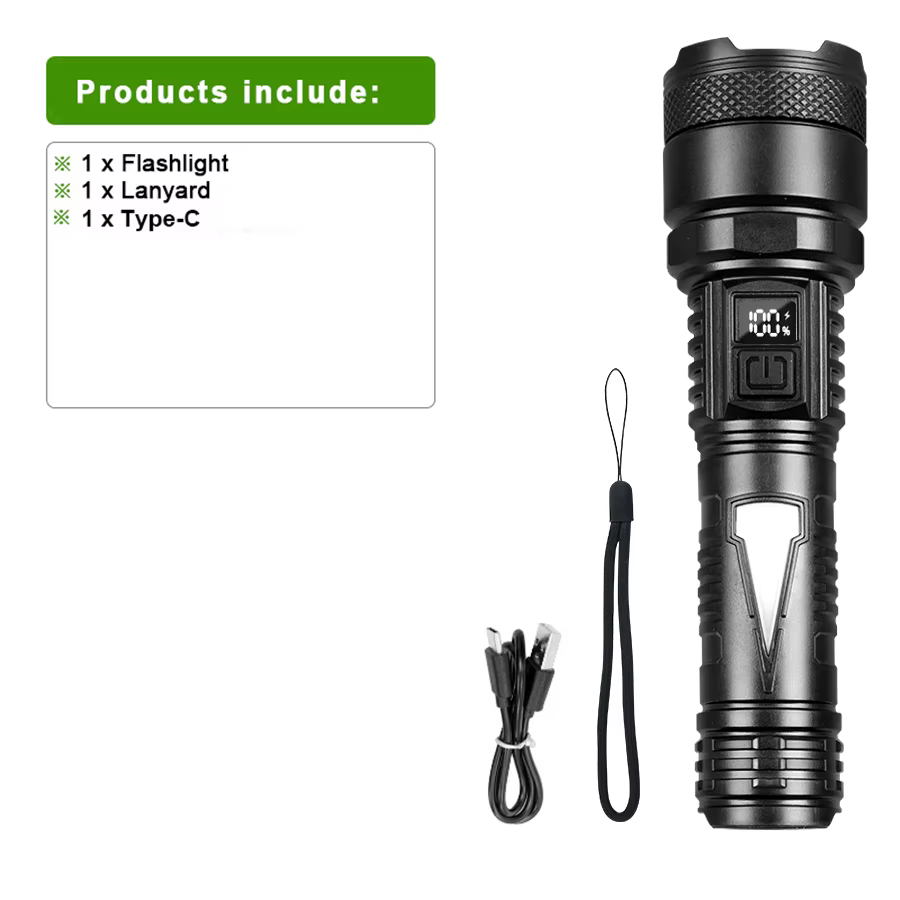 Lampes de poche Super puissantes 2000000LM, LED rechargeables par USB, lampe de poche tactique milit