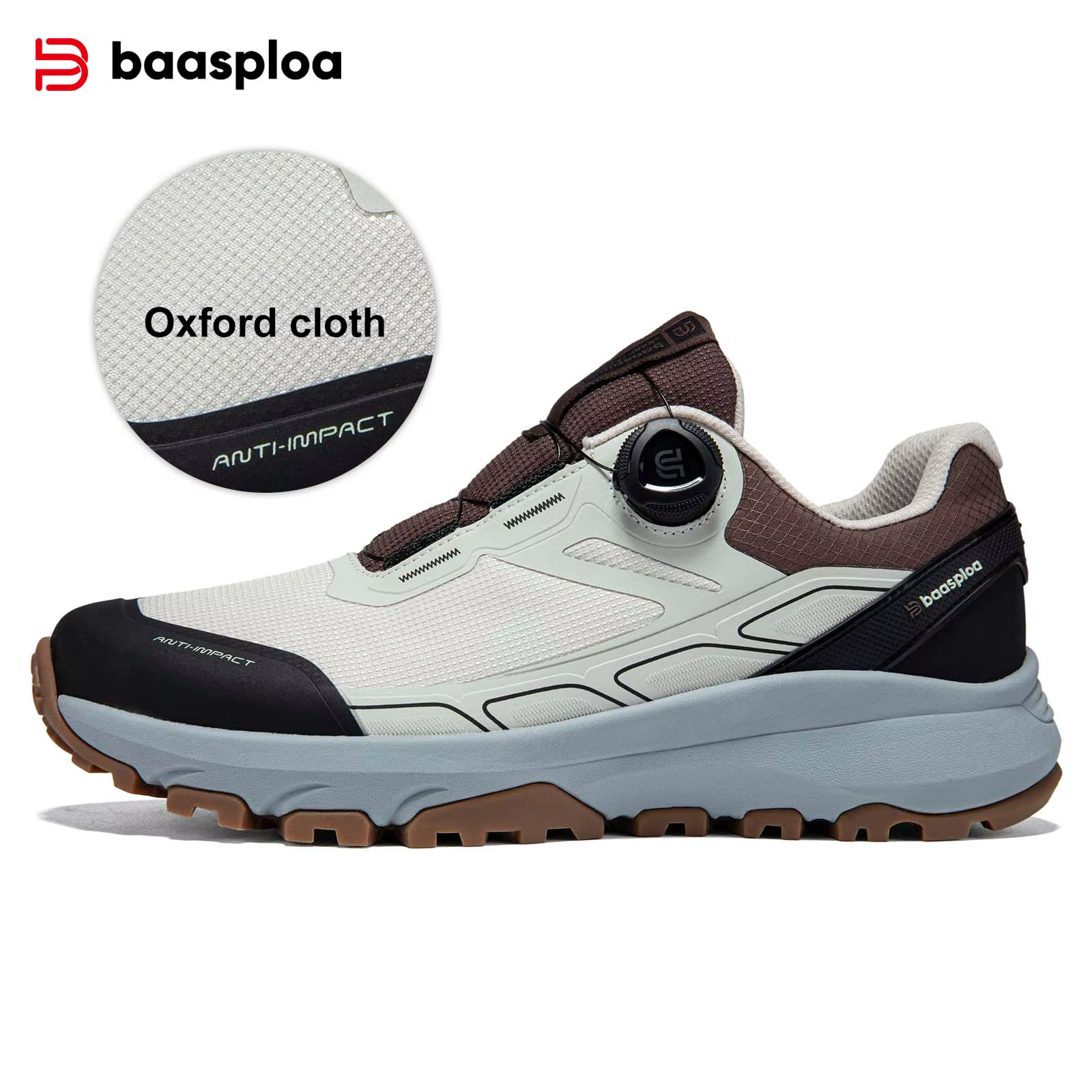 Baasploa randonnée baskets nouveau bouton rotatif haute qualité chaussures de plein air mâle en cuir