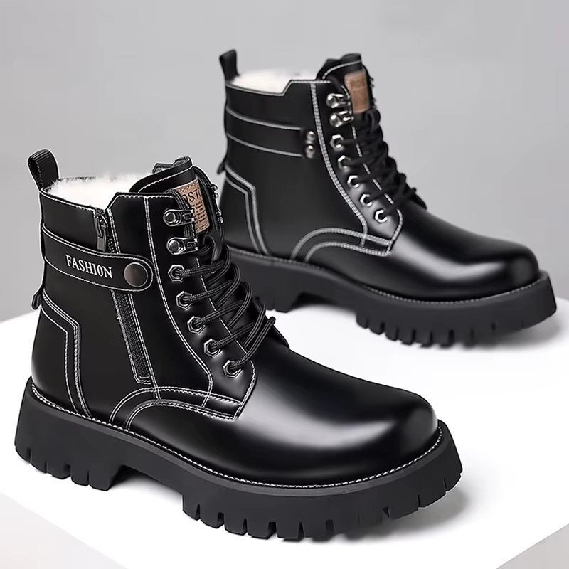 2025 chaussures d'hiver hommes bottes de neige chaud en peluche marque de mode hommes bottines pur n