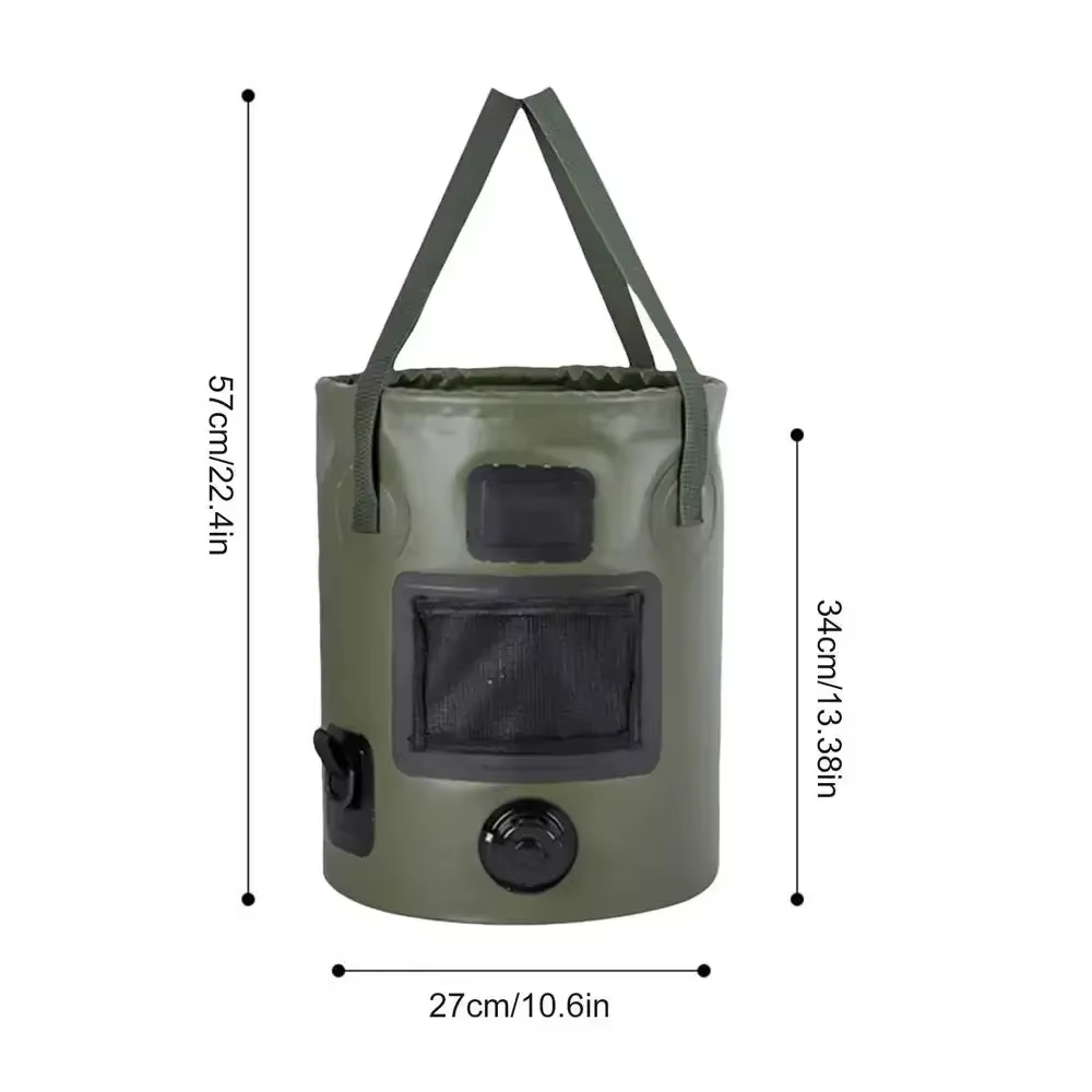 Seau pliable Portable de 25l, sac de rangement d'eau de voyage en plein air, sac d'eau étanche, seau
