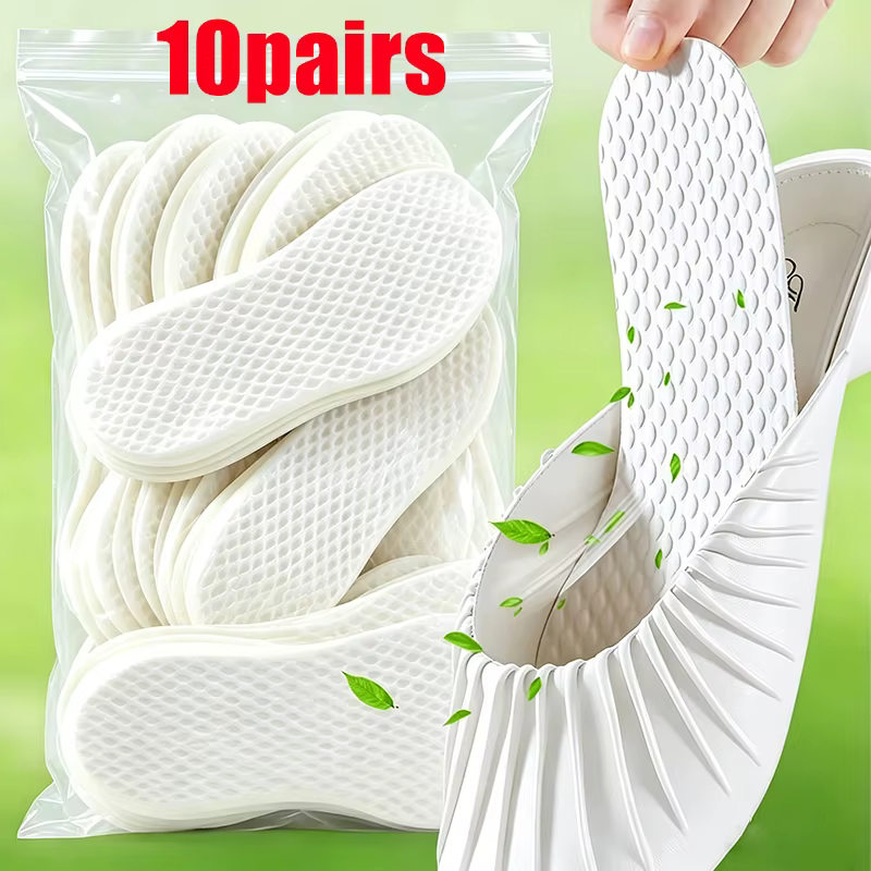 Semelles intérieures sportives jetables respirantes d'été, absorbantes, anti-odeur, blanches, déodor