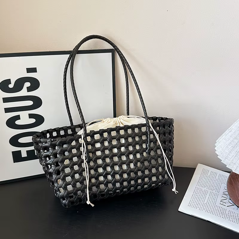 Sac à main en paille tressé à la main pour femme, sac de plage d'été, sac de voyage, sac à bandouliè