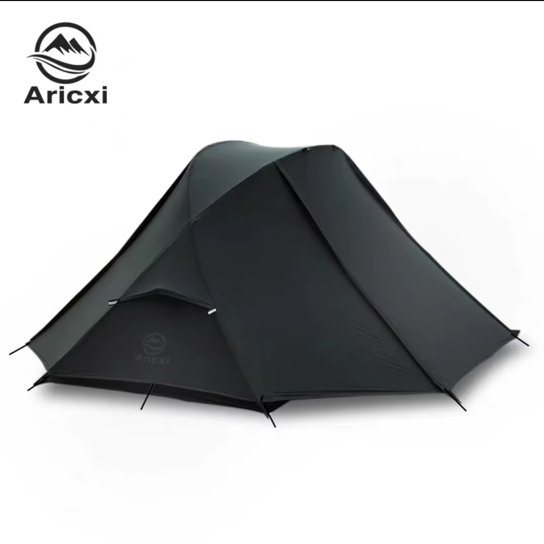 Tente de Camping professionnelle légère 15D, tente de Trekking de Camping noire pour 1 personne, tem