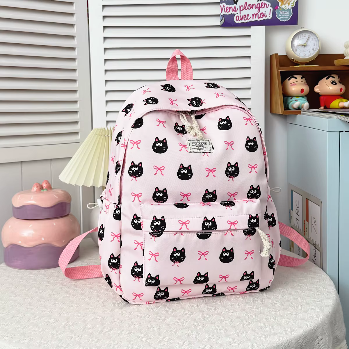 Sac à dos mignon Kuromi à motif animalier de dessin animé, léger en nylon, grande capacité, multifon