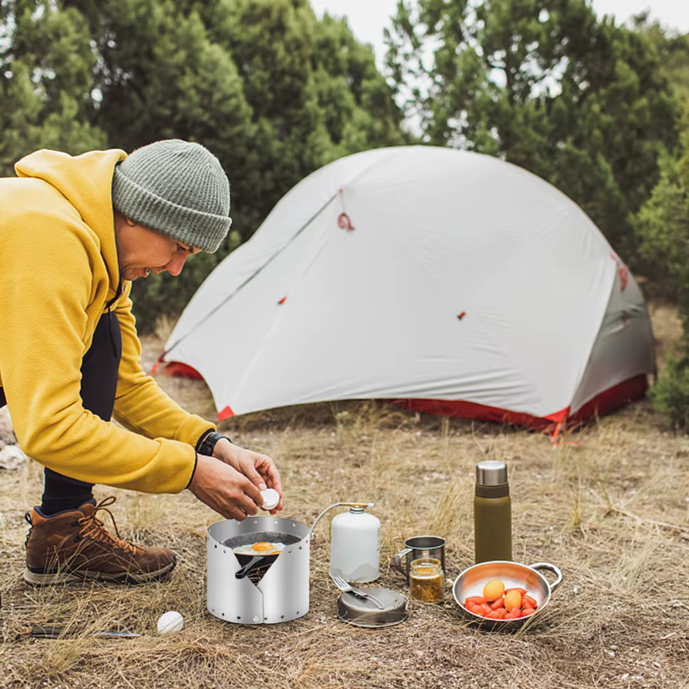 Cuisinière à gaz titane pare-vent écran Camping en plein air poêles pare-brise pliable cuisinière à