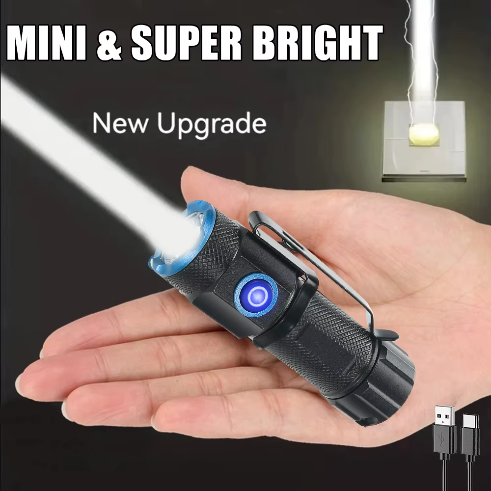 20W Mini lampe de poche Super lumineuse P50 lampes de poche LED avec aimant arrière 16340 batterie U