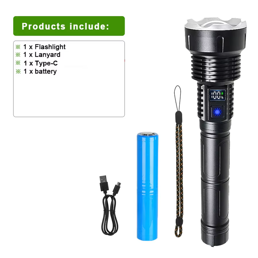 Lampe torche la plus puissante 48000000LM, torche haute puissance 10000mAh 1500W, portée longue dist