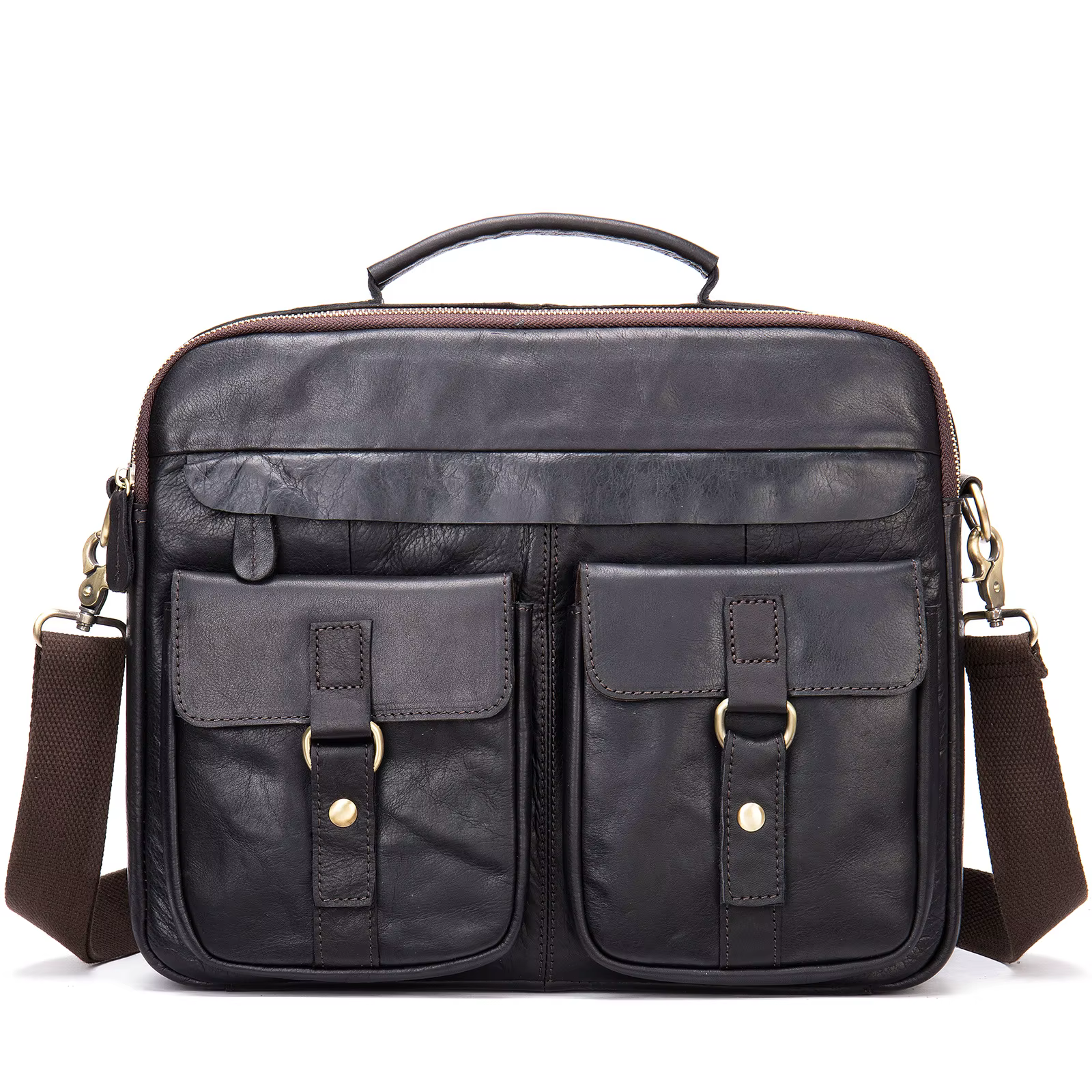 Sac à main en cuir Crazy Horse pour homme, sacoche vintage en cuir de vachette pleine fleur, sac d'a