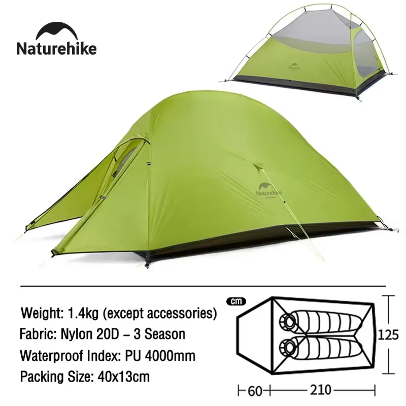 Naturehike – tente de Camping pour 1 à 3 personnes, imperméable, Double couche, abri anti-moustiques