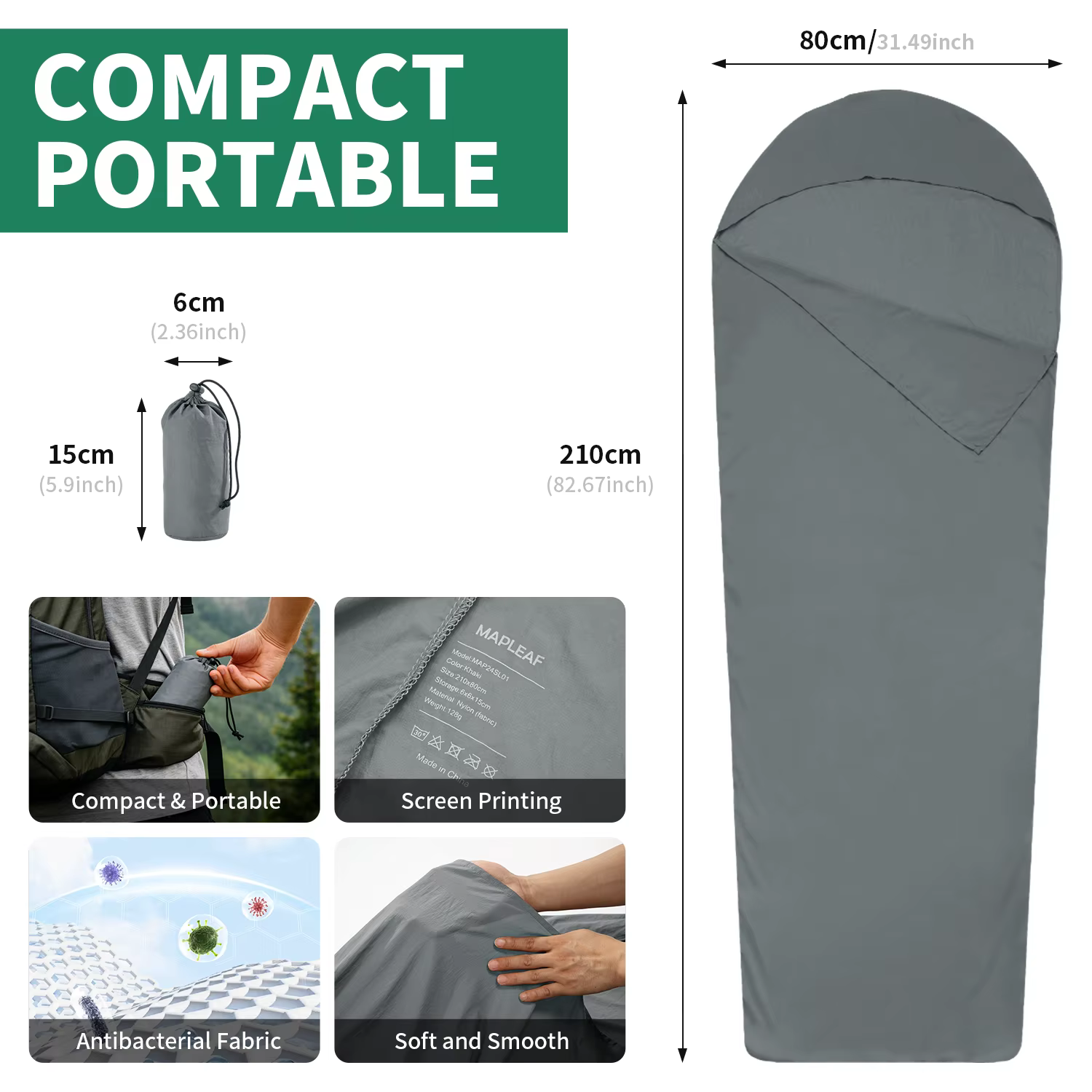 Housse de sac de couchage MAPLEAF ultralégère et portable pour le camping