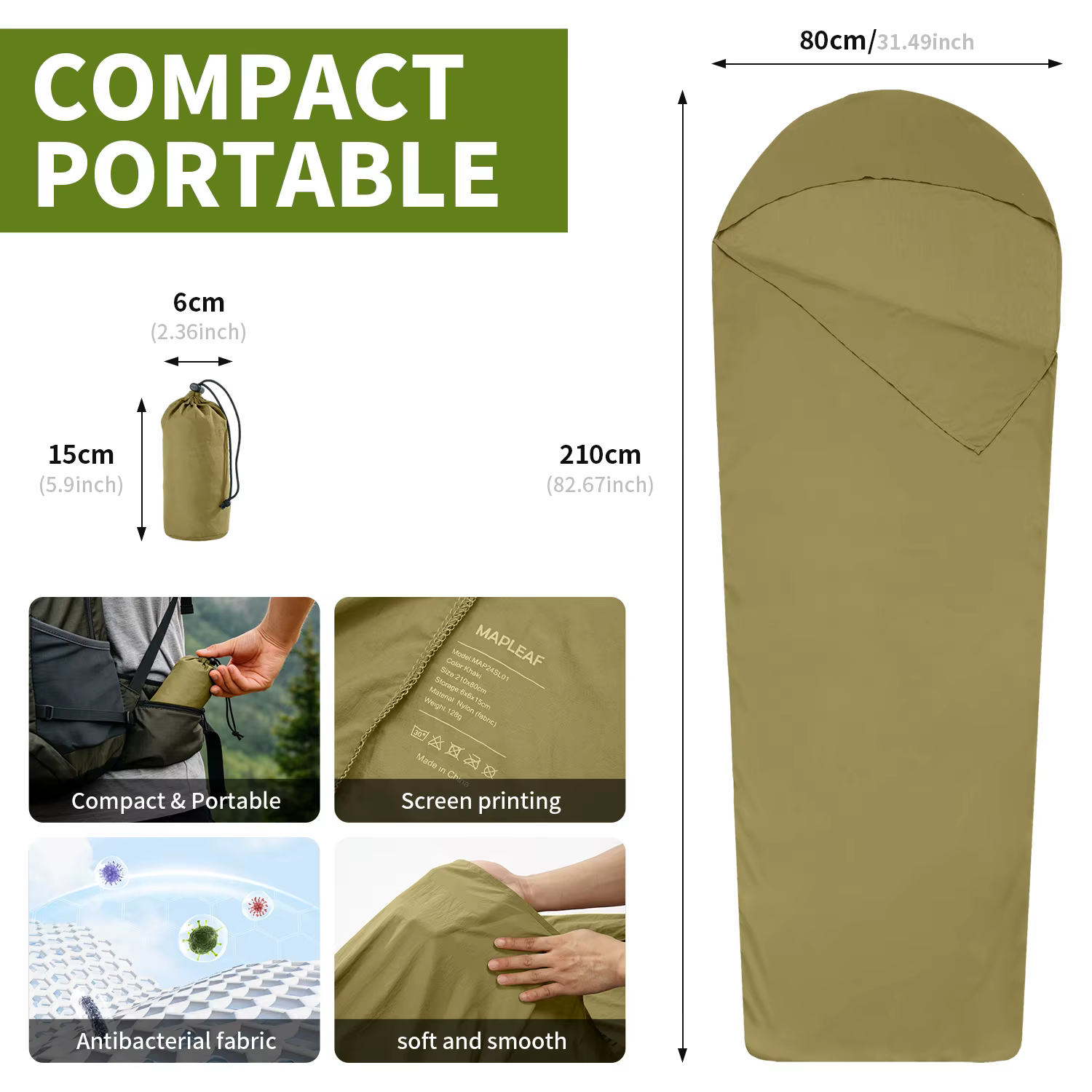 Housse de sac de couchage MAPLEAF légère et portable pour l'été