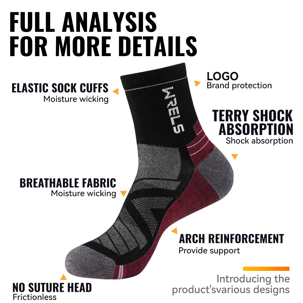 WRELS 1/2/3 paires chaussettes en laine mérinos thermique chaud hiver haute élastique épais