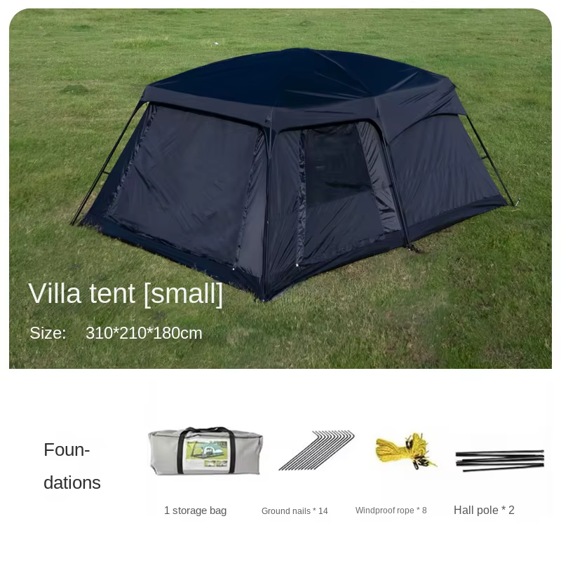 Tente extérieure deux chambres et un salon 4-8-12 personnes Camping Villa résistant au soleil imperméable à la pluie