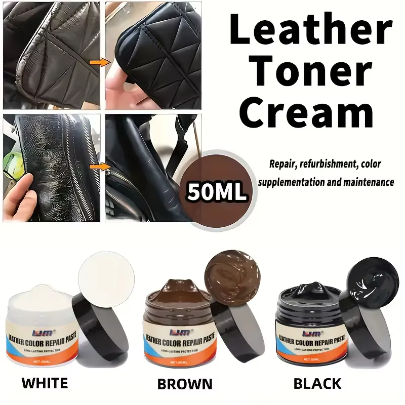 Crème réparatrice de couleur pour cuir – Colorant polyvalent pour chaussures, sacs, canapés et cuir rayé | Réparations d'usure, de fissures et de décoloration