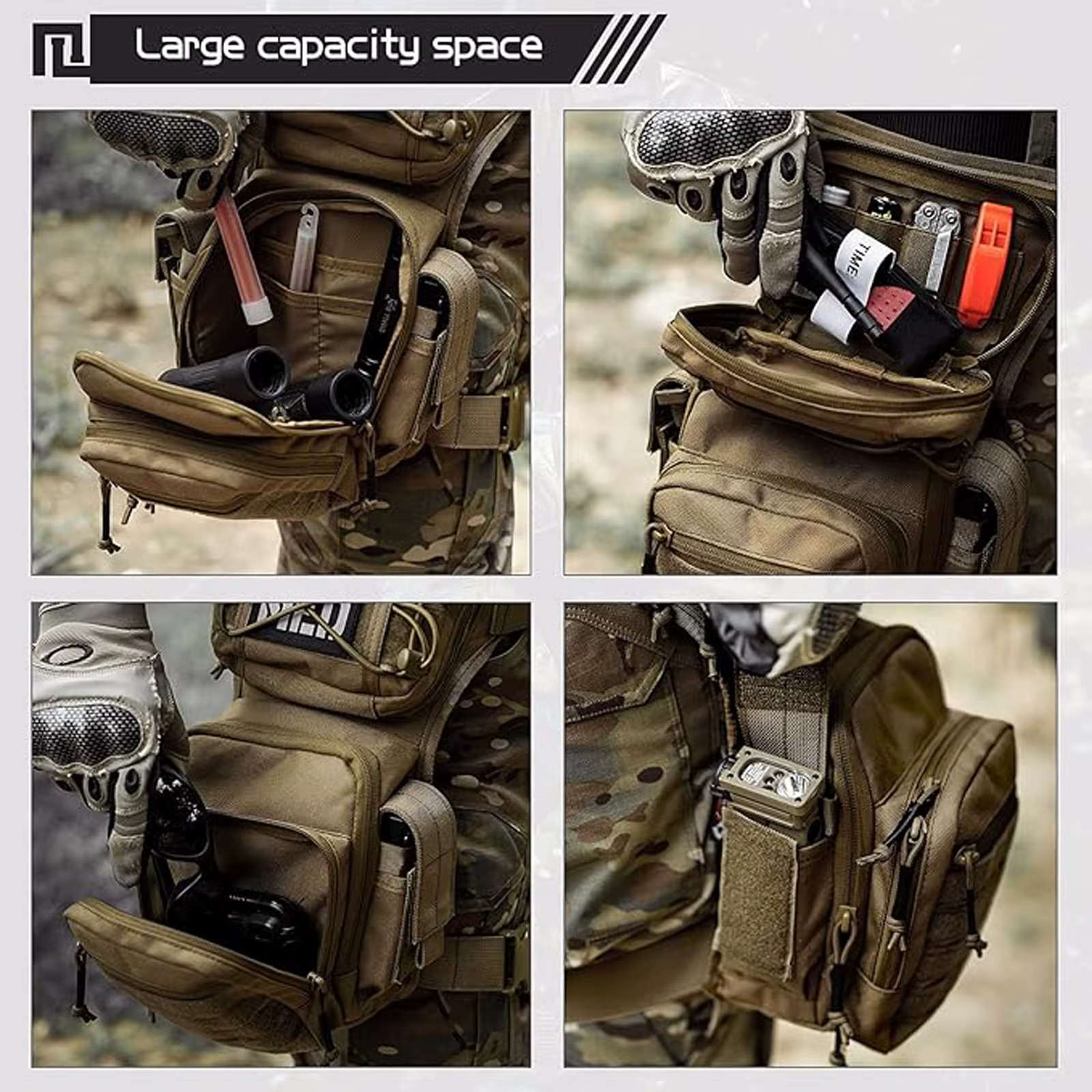 VOTAGOO sac de jambe tombante pour hommes femmes militaire tactique cuisse Pack pochette multifonctionnel paquet tactique en plein air randonnée cuisse sac