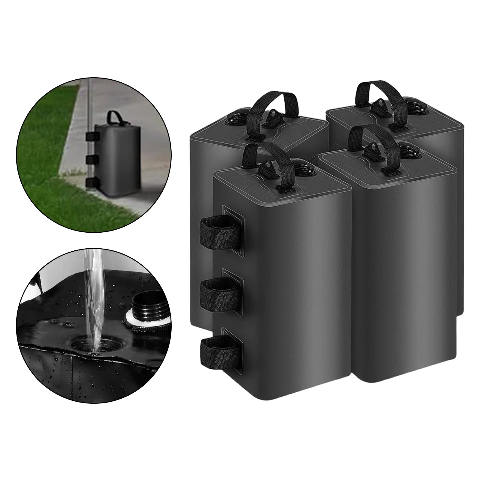 4x Sacs de lest pour tentes, poids pour pieds de gazebo, sacs de sable portables pour tentes de patio, pêche et camping