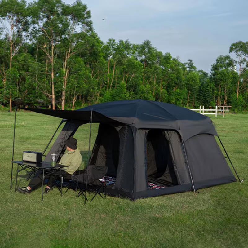 Tente extérieure deux chambres et un salon 4-8-12 personnes Camping Villa résistant au soleil imperméable à la pluie