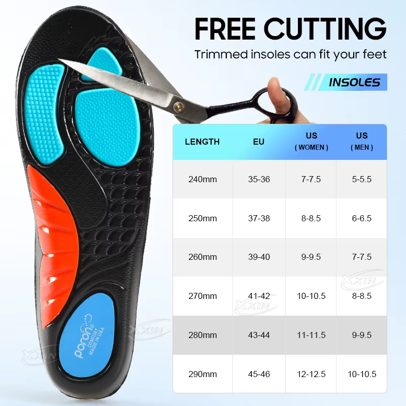 【Xxin】 semelles intérieures de chaussures de soutien de la voûte plantaire Sport Poron semelle intérieure d'absorption