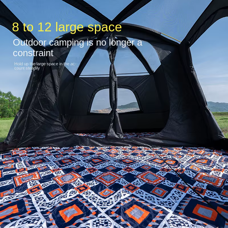 Tente extérieure deux chambres et un salon 4-8-12 personnes Camping Villa résistant au soleil imperméable à la pluie