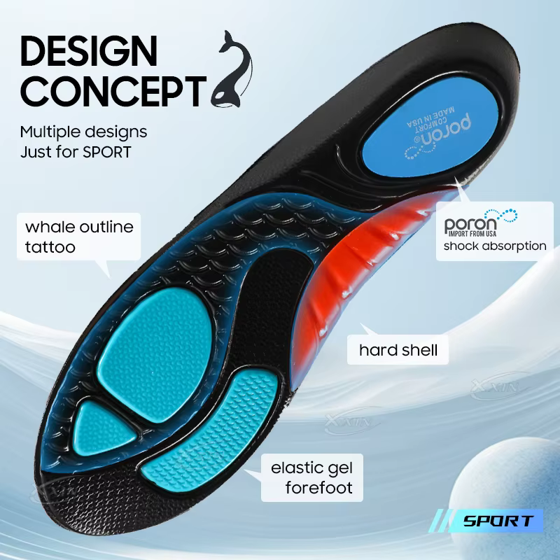 【Xxin】 semelles intérieures de chaussures de soutien de la voûte plantaire Sport Poron semelle intérieure d'absorption