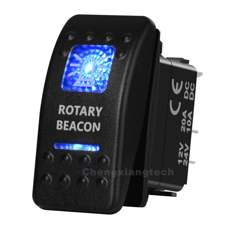 Interrupteur à bascule 12V de qualité marine SPST/ON-OFF, DPDT/(ON)-OFF (ON) avec barre lumineuse LED bleue pour Carling ARB NARVA, remplacement étanche IP66