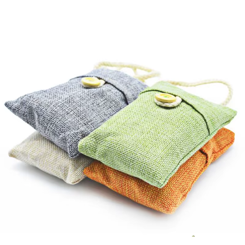 Sac de charbon de bambou actif, 100/200g, assainisseur d'air naturel, cuillère à soupe, éliminateur d'odeurs et absorbeur d'humidité
