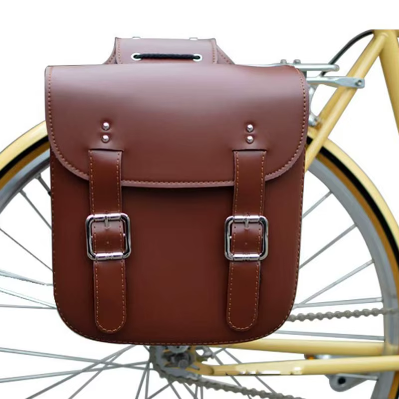 Porte-bagages arrière de vélo en cuir robuste pour selle de vélo rétro