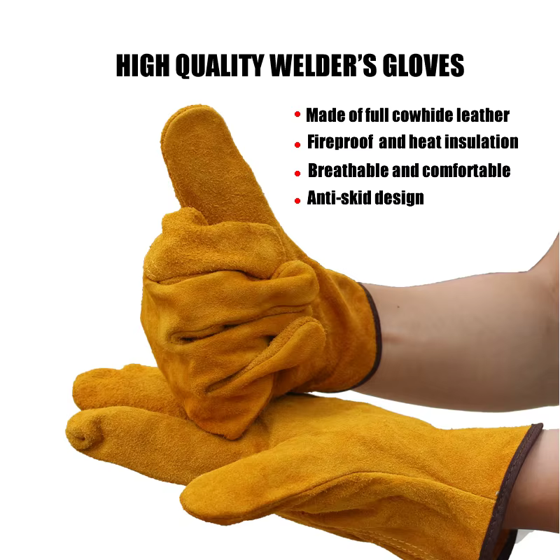 Gants de Soudeur en Cuir de Vache, Protection des Mains, Anti-Coupure, pour le Travail et le Jardin
