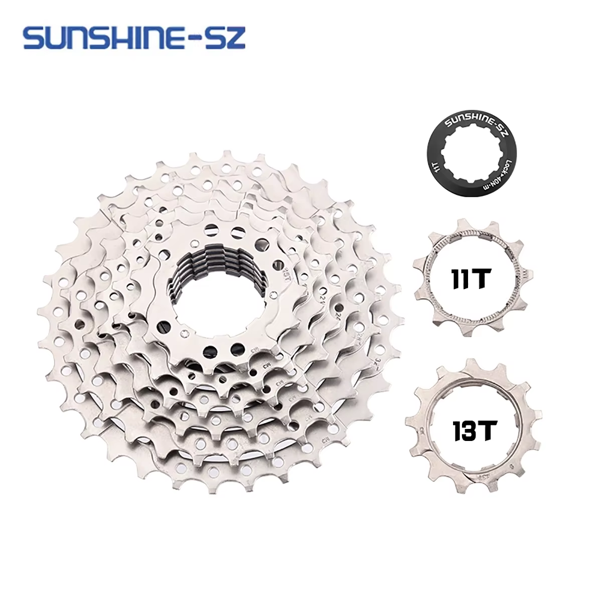 SUNSHINE 8/9/10/11/12 vitesses Cassette de vélo de route 11V 23T/25T/28T/30T/32T/34T/36T roue libre de vélo K7 10S volant d'inertie pour SHIMANO HG