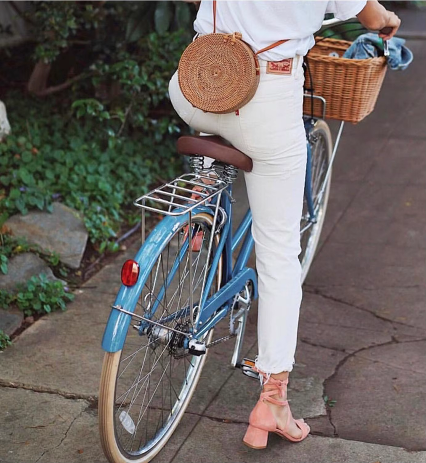 Sac de plage en paille tissé à la main pour femmes, sacoche ronde en rotin avec motif tressé, pour l'été, style bohème