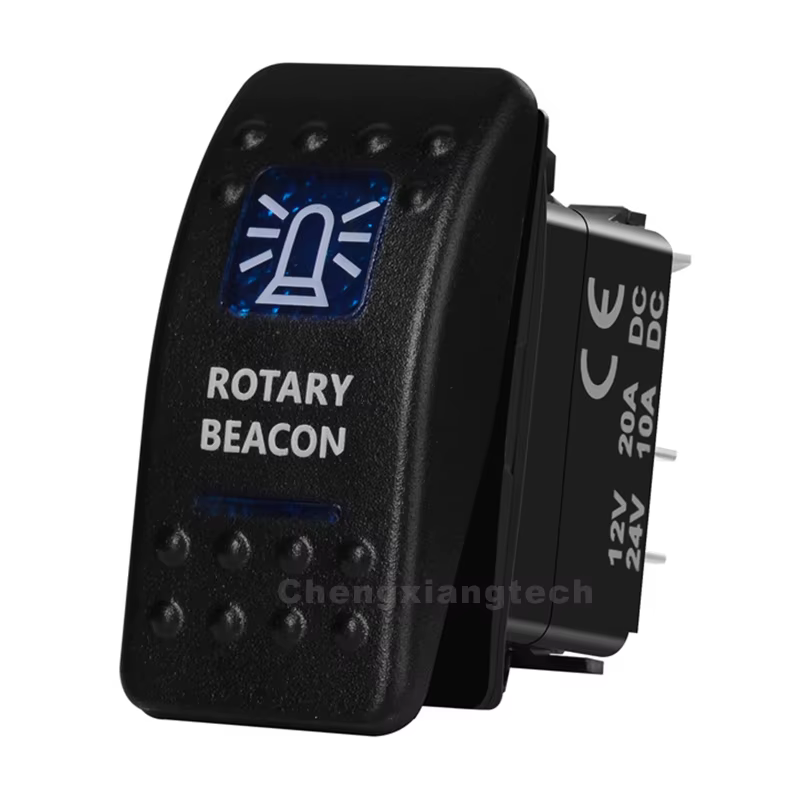 Interrupteur à bascule 12V de qualité marine SPST/ON-OFF, DPDT/(ON)-OFF (ON) avec barre lumineuse LED bleue pour Carling ARB NARVA, remplacement étanche IP66