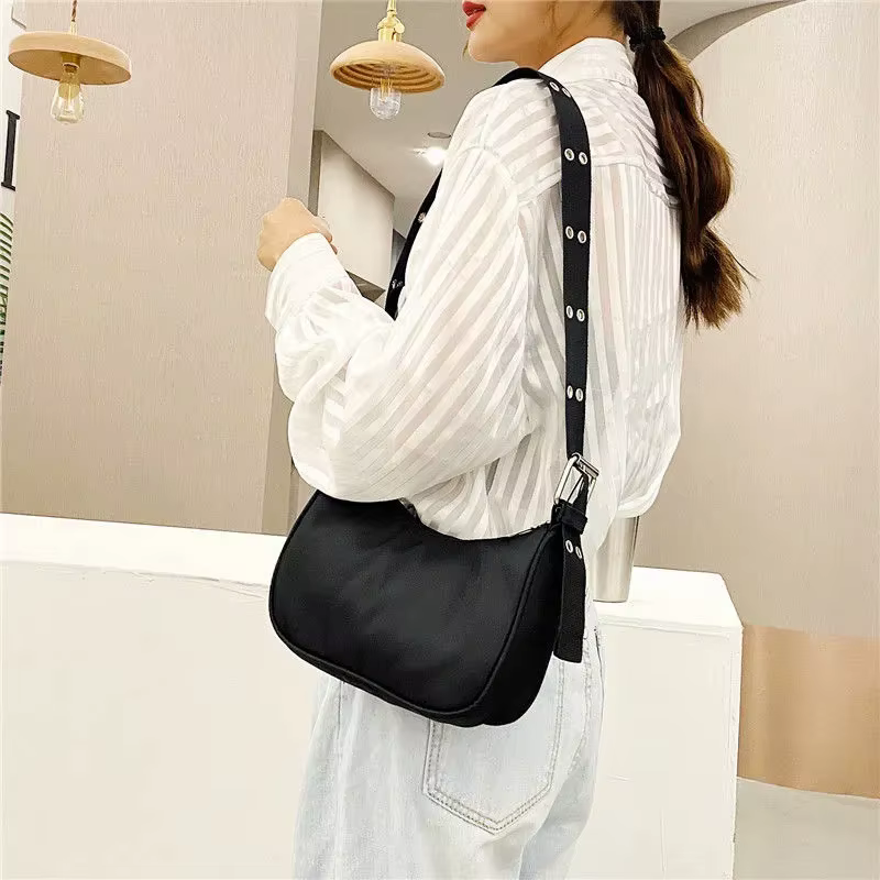 Sacs à bandoulière décontractés pour femmes, sac à bandoulière en Nylon imperméable noir, sac à main Cool sous les bras pour filles