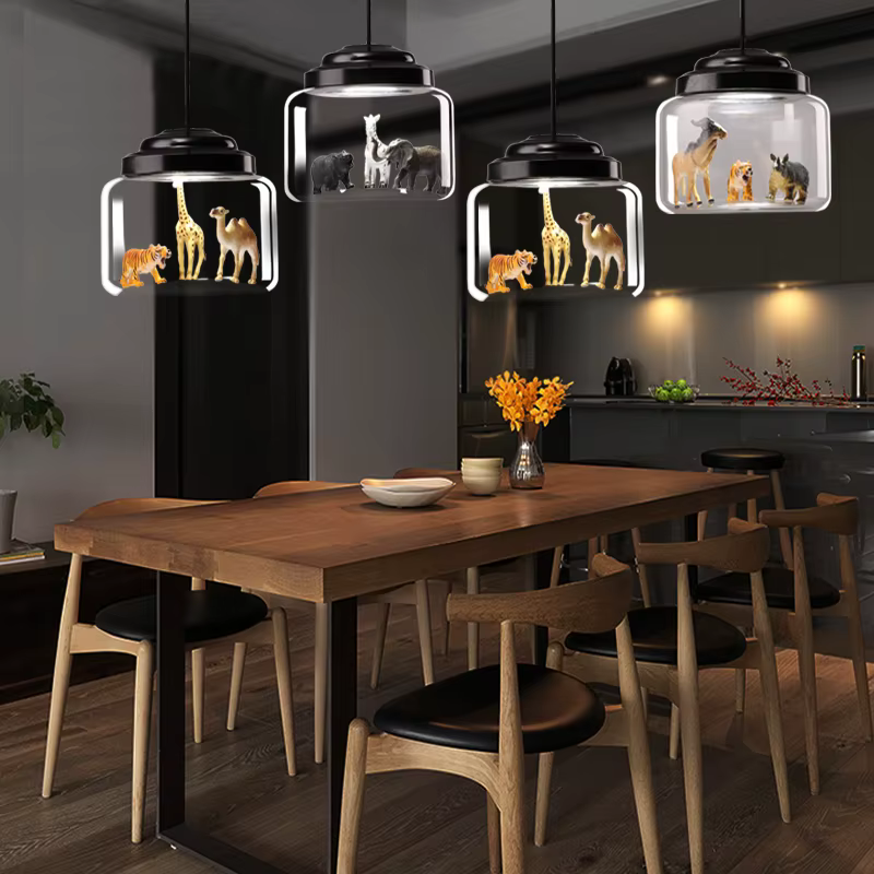 Lampe suspendue nordique Led en forme d'animal mignon, luminaire décoratif d'intérieur, idéal pour une chambre d'enfant ou une chambre d'enfant