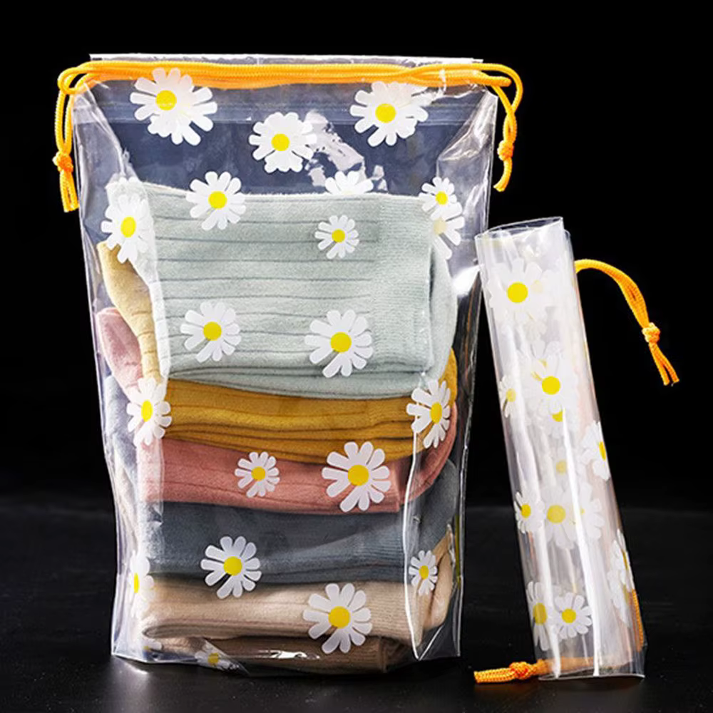 Sac de rangement en plastique PVC avec ficelle de proximité, sac de voyage portable, sac cosmétique transparent étanche 256, petit, AndrPattern