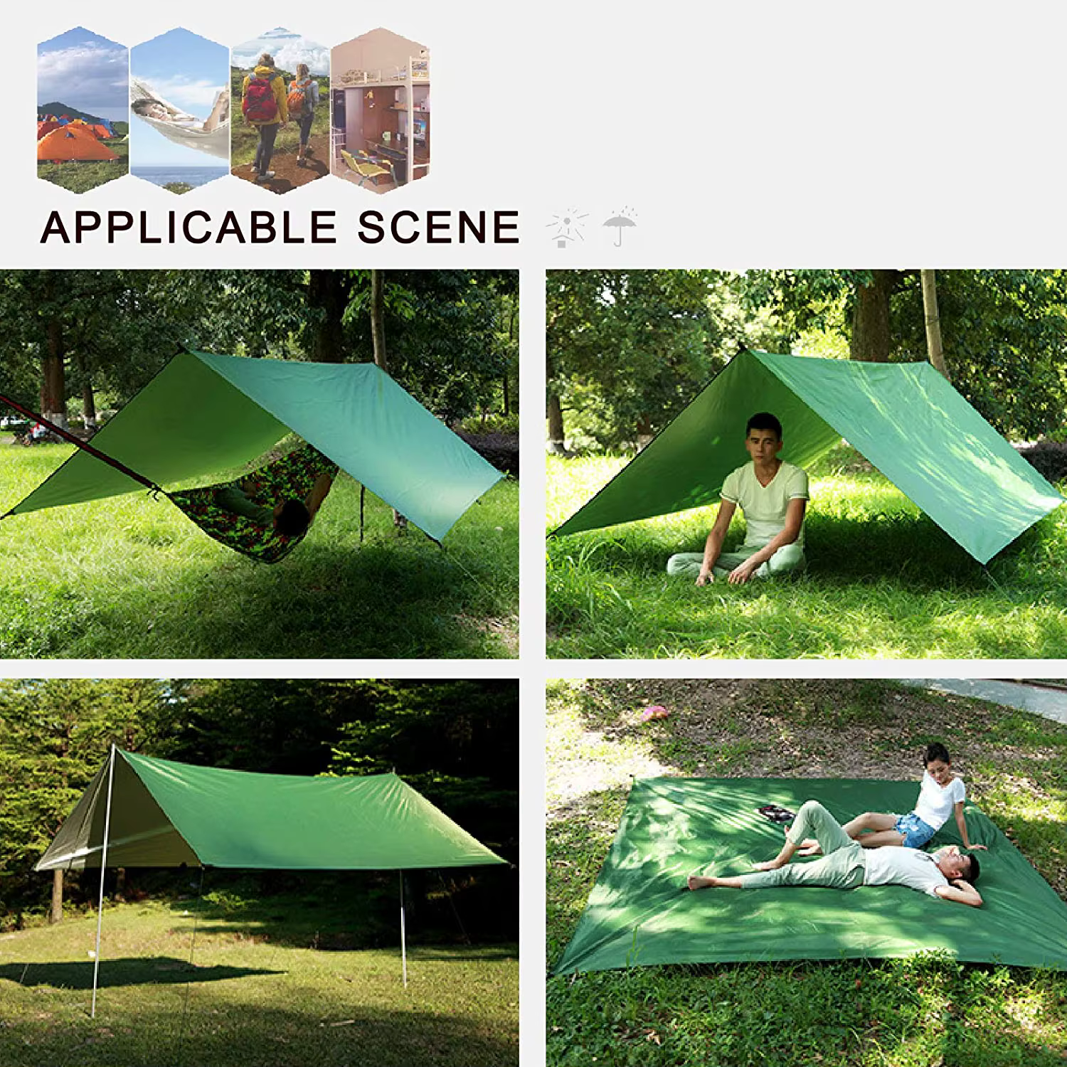 Hamac pluie mouche tente bâche imperméable coupe-vent Camping abri parasol Portable plage