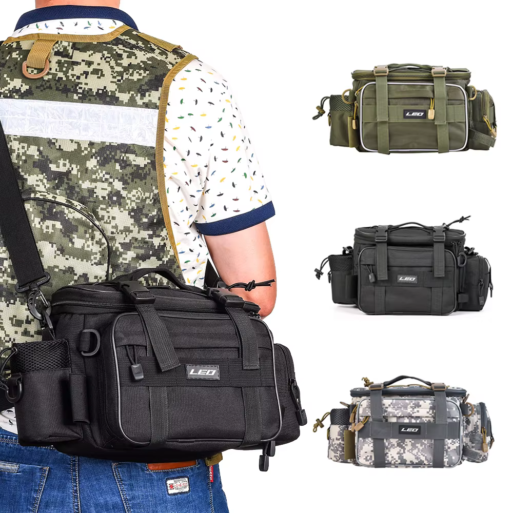 LEO – sacs de pêche multifonctionnels, sac à bandoulière simple, sac à la taille, Pack de leurres de poisson, sac de rangement utilitaire