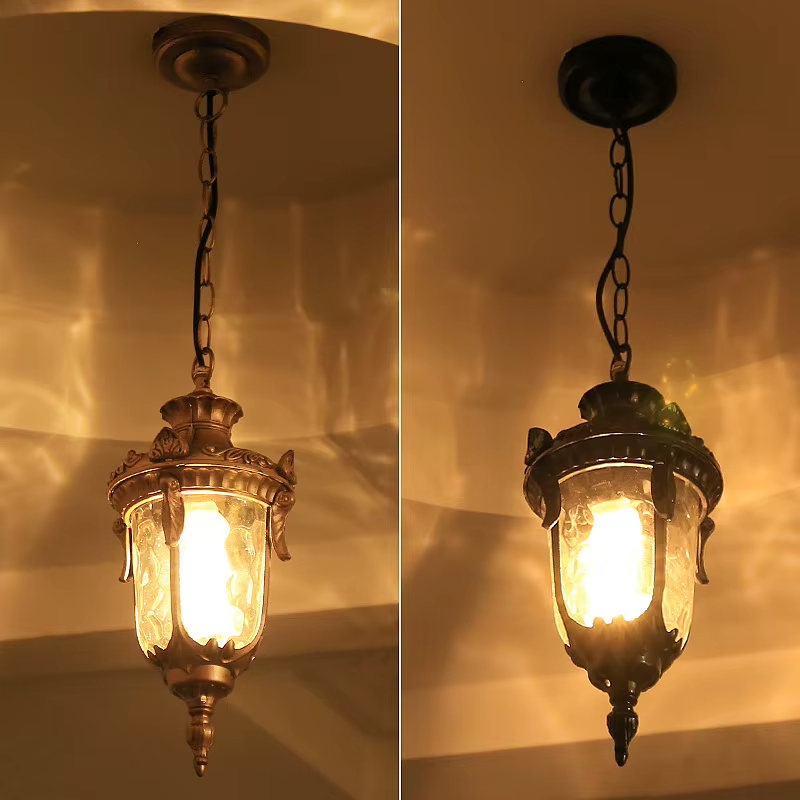 Lustres en verre Vintage boule lampe suspendue extérieure balcon raisin étanche en aluminium E27 ampoule jardin lampe suspendue Loft