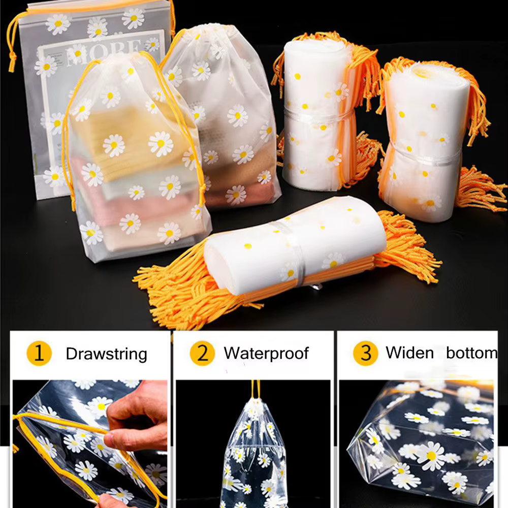 Sac de rangement en plastique PVC avec ficelle de proximité, sac de voyage portable, sac cosmétique transparent étanche 256, petit, AndrPattern
