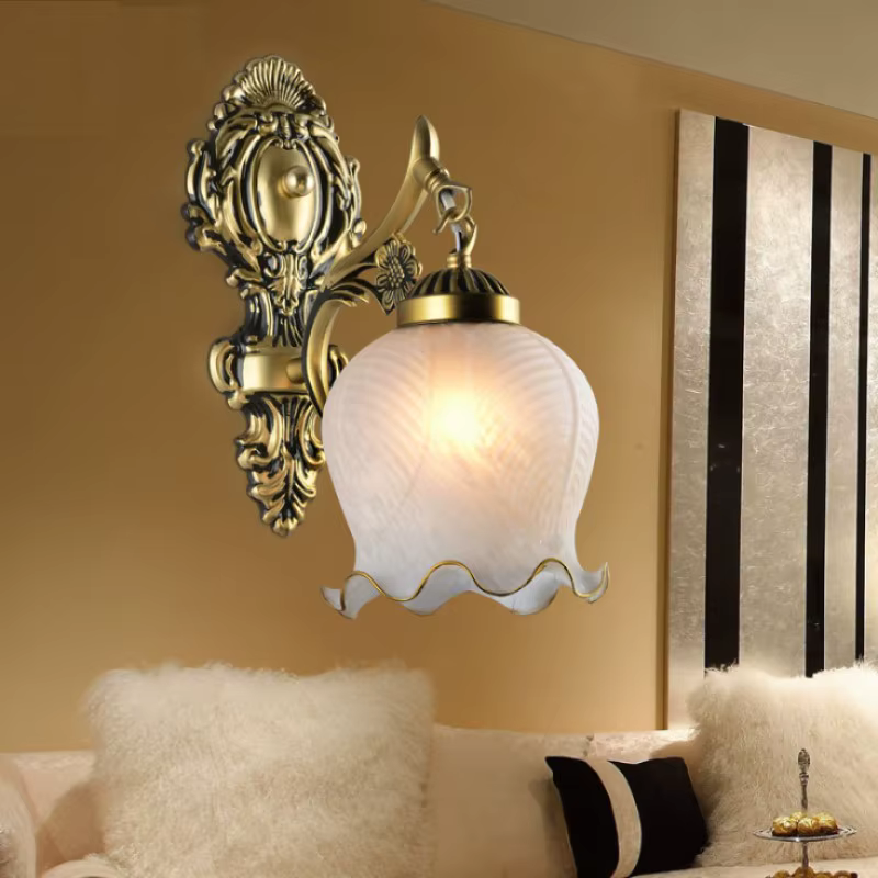 Européen LED Rétro Applique Vintage Verre E27 Antique Chambre Chevet Appliques Salon Escalier Décor À La Maison