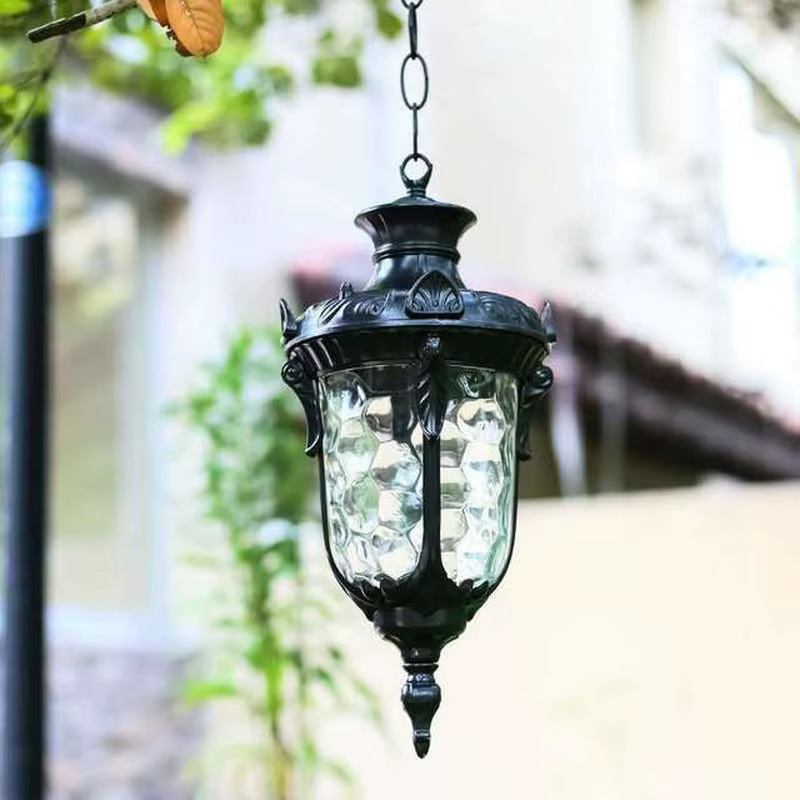 Lustres en verre Vintage boule lampe suspendue extérieure balcon raisin étanche en aluminium E27 ampoule jardin lampe suspendue Loft