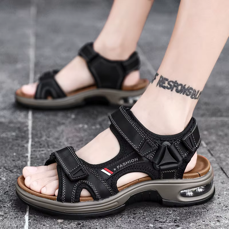 Sandales d'été de marque en cuir véritable pour hommes