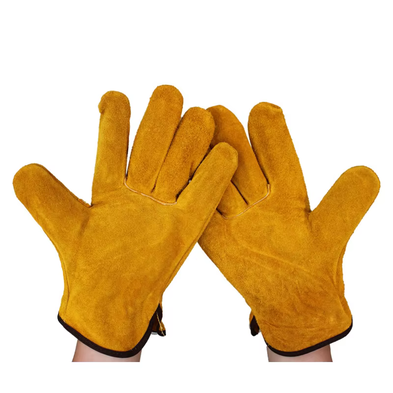 Gants de Soudeur en Cuir de Vache, Protection des Mains, Anti-Coupure, pour le Travail et le Jardin