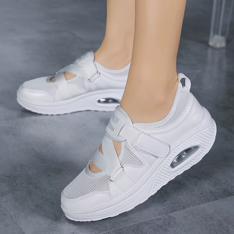 Chaussures de Tennis respirantes pour femmes, baskets à coussin d'air avec boucle à crochet, semelle antidérapante, pour augmenter la hauteur, pour la marche en plein Air, la gymnastique