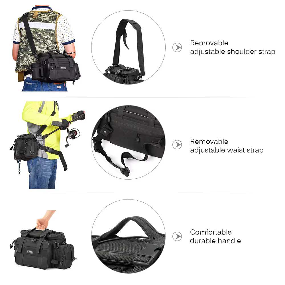 LEO – sacs de pêche multifonctionnels, sac à bandoulière simple, sac à la taille, Pack de leurres de poisson, sac de rangement utilitaire