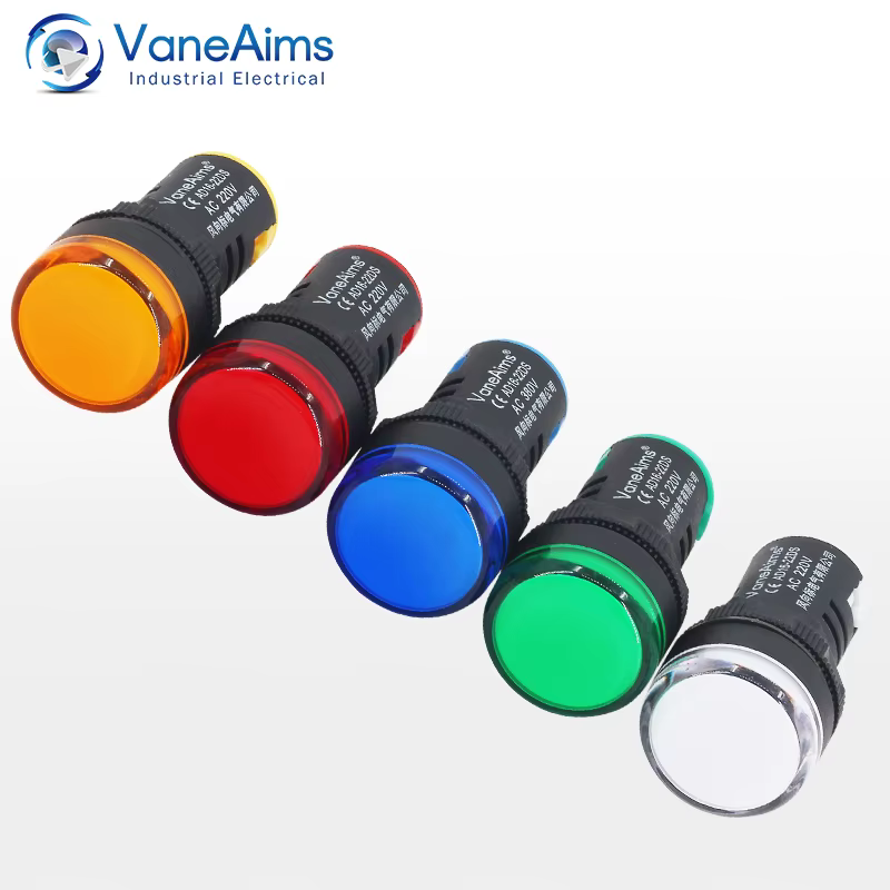 VaneAims – lampe de signalisation d'alimentation en plastique AD16-22DS, petites perles lumineuses LED 12V 24V 220V, rouge blanc vert bleu et jaune