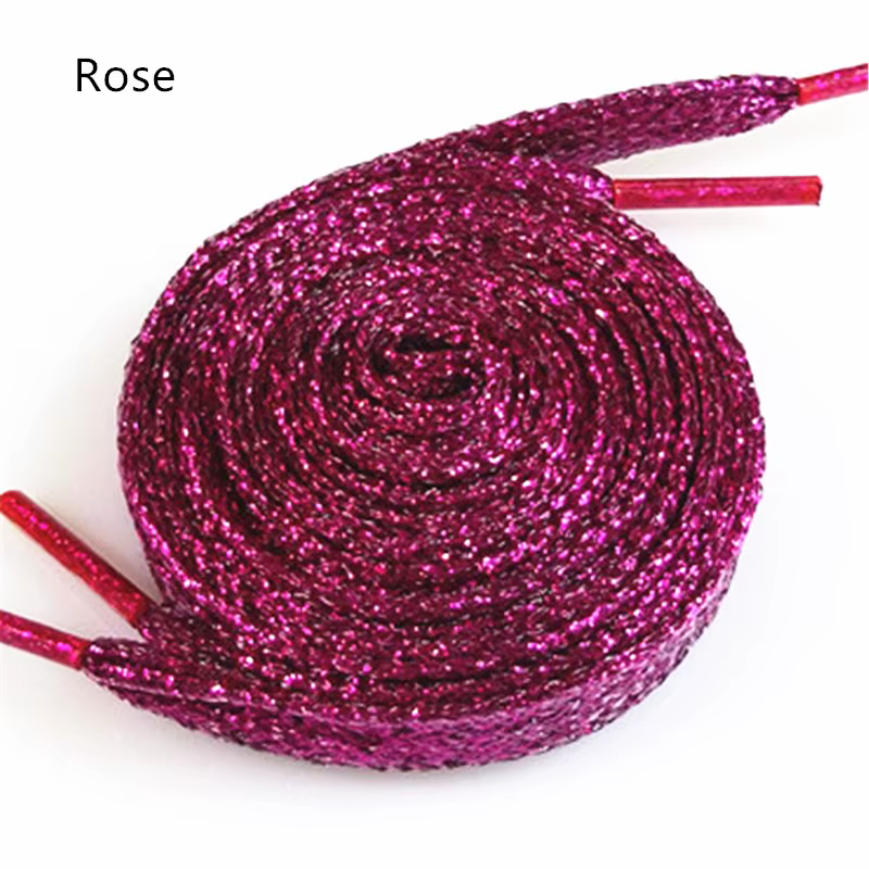1 paire de lacets en fil d'or et d'argent brillant, lacets plats à paillettes, couleurs scintillantes, 110cm, lacets de chaussures colorés