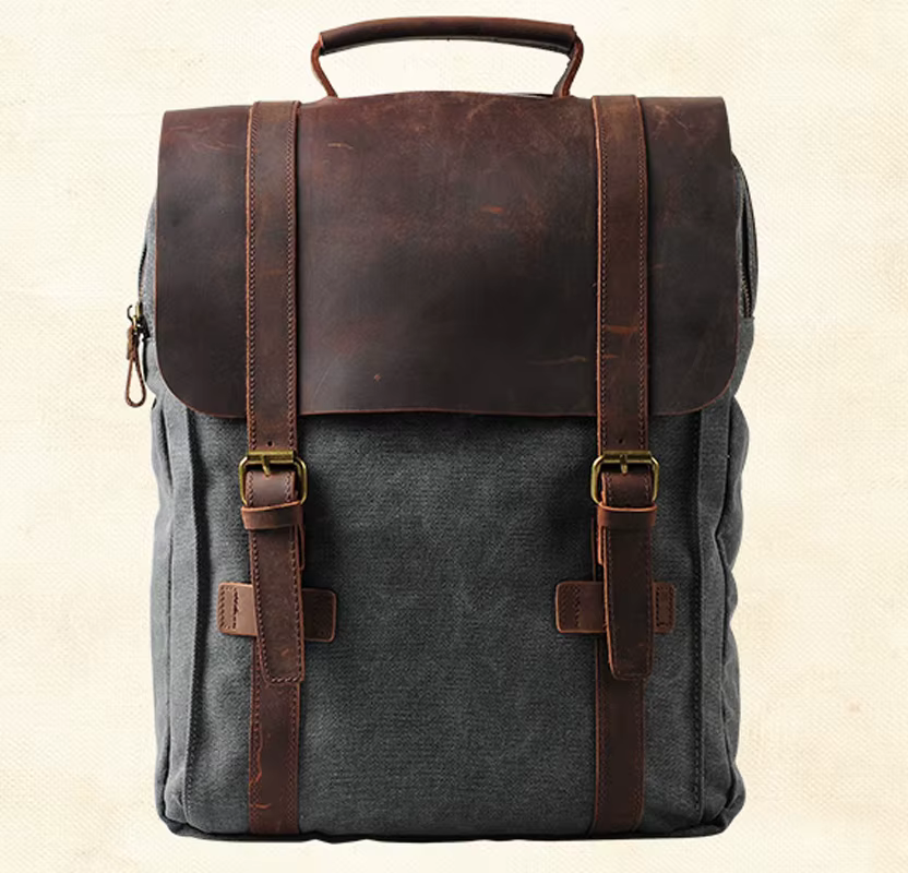Mode homme sac à dos en cuir militaire toile sac à dos hommes sac à dos femmes école sac à dos sac d'école sac à dos mochila